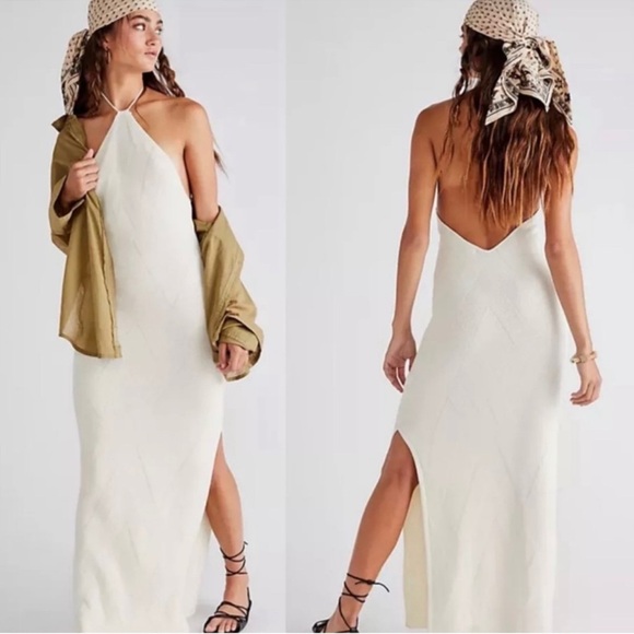 Free People Dresses & Skirts - FREE PEOPLE Beach Ivory Kristi Midi Sweater Dress SZ: L